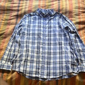 Express Blue and White Plaid Men's Shirt